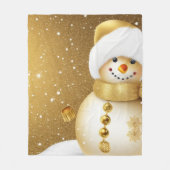 Kerstfeest Golden Snowman Sneeuwvlokken Feestdagen Fleece Deken (Voorkant)