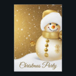 Kerstfeest Golden Snowman Sneeuwvlokken Feestdagen Kaart<br><div class="desc">Kerstfeest Golden Snowman Snowflakes Feestdagen Invitation. Uniek,  mooi,  stijlvol design. Gemakkelijk te personaliseren. Lettertypestijl,  -grootte en -kleuren kunnen worden gewijzigd. Overeenkomende objecten zijn beschikbaar.</div>