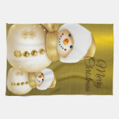 Kerstfeest Golden Snowman Winter Feestdagen Theedoek (Horizontaal)