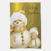 Kerstfeest Golden Snowman Winter Feestdagen Theedoek (Verticaal)