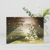 Kerstfeest Golden Tree Shiny Sparkle Stars Kaart (Staand voorkant)