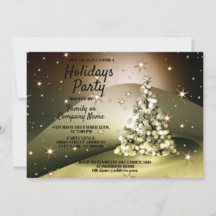 Kerstfeest Golden Tree Shiny Sparkle Stars Kaart