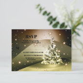 Kerstfeest Golden Tree Shiny Sparkle Stars RSVP Kaartje (Staand voorkant)