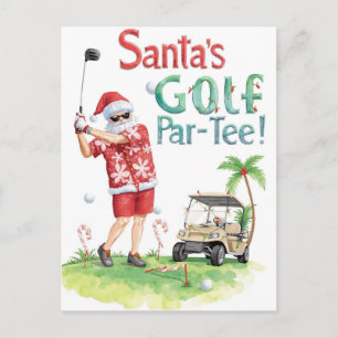 Kerstfeest Golf Feest Kerstman golft op de baan  Feestdagenkaart