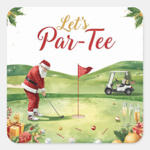 Kerstfeest Golf Feestje Laten we meedoen met de Ke Vierkante Sticker