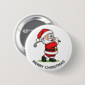 KERSTFEEST GOLFENDE KERSTMAN RONDE BUTTON 5,7 CM (Voorkant /achterkant)