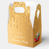 Kerstfeest goud glitterspul rode slee bedankdoosjes (Geopend)