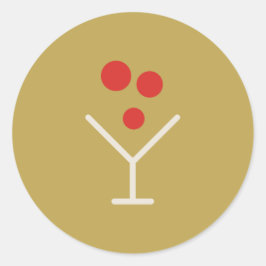 Kerstfeest Goud Martini Vakantieticker Ronde Sticker