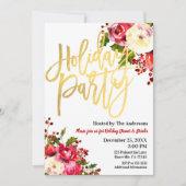 Kerstfeest Goud Modern Script Bloemige Bessen Kaart (Voorkant)