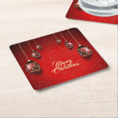 Kerstfeest Goud Rood Winter Elegant Kartonnen Onderzetters (Schuin)