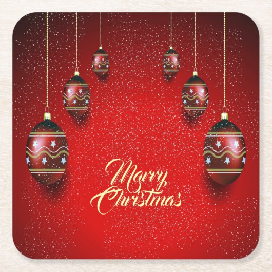 Kerstfeest Goud Rood Winter Elegant Kartonnen Onderzetters (Voorkant)