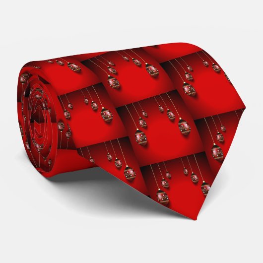 Kerstfeest Goud Rood Winter Elegant Stropdas (Opgerold)