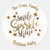 Kerstfeest Goud Wit Ronde Sticker (Voorkant)