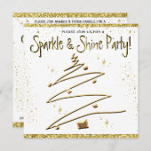 Kerstfeest Goud Wit Uitnodiging (Voorkant / Achterkant)