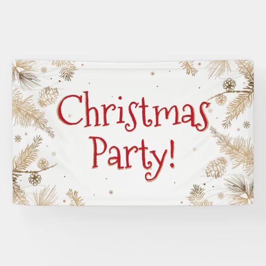 Kerstfeest, Gouden Accent, Hangen Spandoek (Horizontaal)