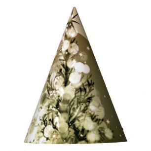 Kerstfeest Gouden Boom Glanzende Glitter Sterren Feesthoedjes
