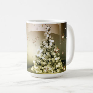 Kerstfeest Gouden Boom Glanzende Glitter Sterren Koffiemok