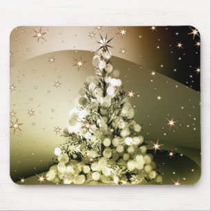 Kerstfeest Gouden Boom Glanzende Glitter Sterren Muismat