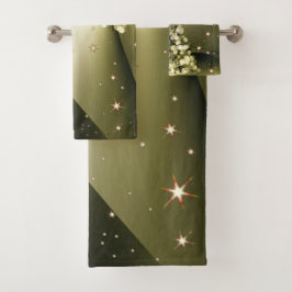 Kerstfeest Gouden Boom Glanzende Glitters Sterren Bad Handdoek
