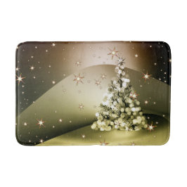 Kerstfeest Gouden Boom Glanzende Glitters Sterren Badmat