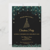 kerstfeest | Gouden Boom, Sterren & Pine Branches Kaart (Voorkant)