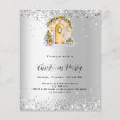 Kerstfeest gouden deur zilveren uitnodiging (Voorkant)