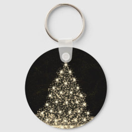 Kerstfeest Gouden Glanzende Boom Winter Zwart Sleutelhanger
