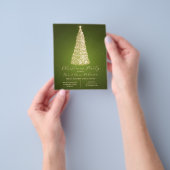 Kerstfeest Gouden Groene Boom Sparkle Invite Flyer (Hand)