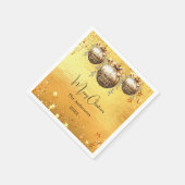 Kerstfeest gouden kerstballen sterren servet (Hoek)