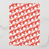 Kerstfeest gouden klokken en rode boog kunst folie uitnodiging (Achterkant)