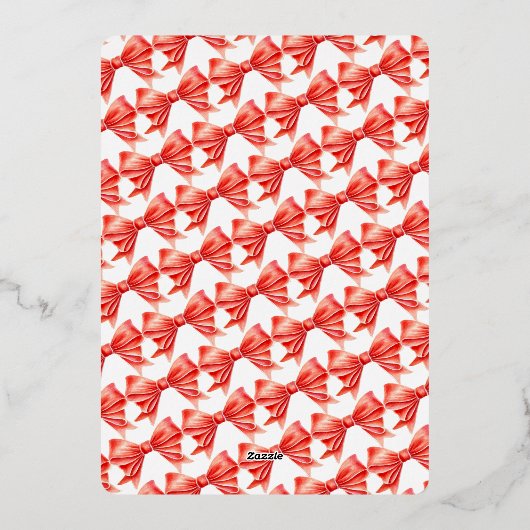 Kerstfeest gouden klokken en rode boog kunst folie uitnodiging (Achterkant)