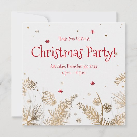 kerstfeest, gouden pins, kaart (Voorkant)