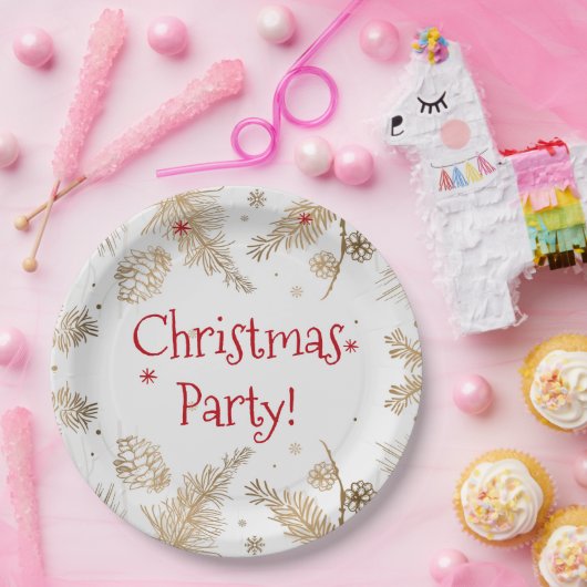 kerstfeest, gouden pins, papieren bordje (Feest)