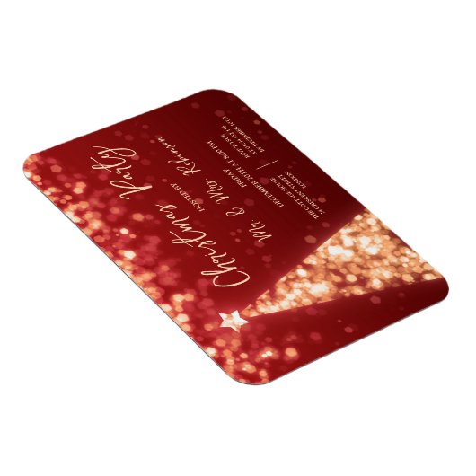 Kerstfeest Gouden Rode Boom Sparkle Lights Magneet (Rechterzijde)