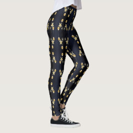 Kerstfeest Gouden Sieraden Navy Blauwe Leggings