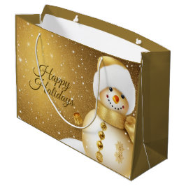 Kerstfeest Gouden Sneeuwman Sneeuwvlokken Vakantie Groot Cadeauzakje