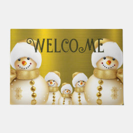 Kerstfeest Gouden Sneeuwman Winter Vakantie Deurmat