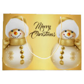 Kerstfeest Gouden Sneeuwman Winter Vakantie Groot Cadeauzakje (Achterkant)