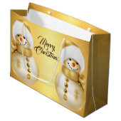 Kerstfeest Gouden Sneeuwman Winter Vakantie Groot Cadeauzakje (Voorkant Gekanteld)