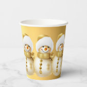Kerstfeest Gouden Sneeuwman Winter Vakantie Papieren Bekers (Achterkant)