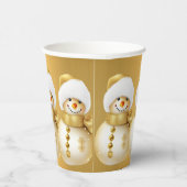 Kerstfeest Gouden Sneeuwman Winter Vakantie Papieren Bekers (Rechts)