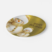 Kerstfeest Gouden Sneeuwman Winter Vakantie Papieren Bordje (Gekanteld)
