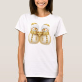 Kerstfeest Gouden Sneeuwman Winter Vakantie T-shirt (Voorkant)