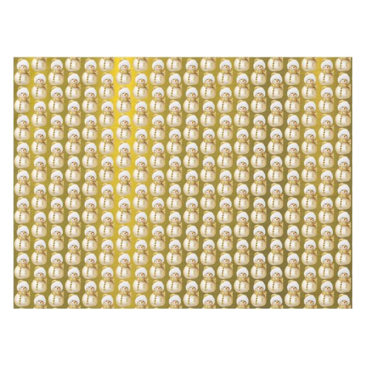 Kerstfeest Gouden Sneeuwman Winter Vakantie Tafelkleed (Voorkant (Horizontaal))