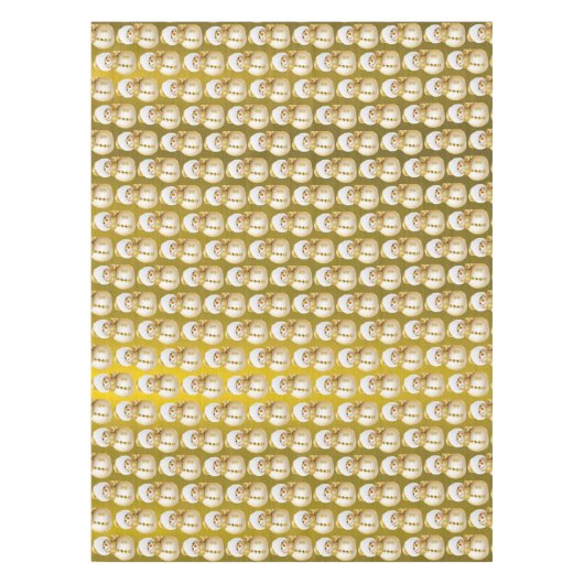 Kerstfeest Gouden Sneeuwman Winter Vakantie Tafelkleed (Voorkant)