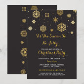 Kerstfeest gouden sneeuwvlokken uitnodigen kaart (Voorkant / Achterkant)
