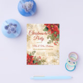 Kerstfeest Gouden Sparkle Rode Poinsettia Flyer (Enkel)