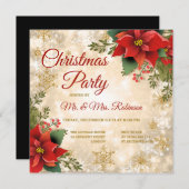 Kerstfeest Gouden Sparkle Rode Poinsettia Kaart (Voorkant / Achterkant)