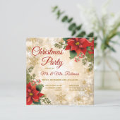 Kerstfeest Gouden Sparkle Rode Poinsettia Kaart (Staand voorkant)