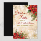 Kerstfeest Gouden Sparkle Rode Poinsettia Kaart (Voorkant / Achterkant)